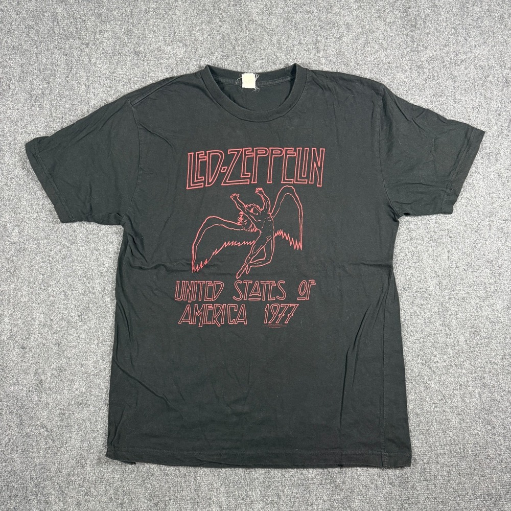 Y2K Led Zeppelin 2006 T-Shirt Mens Large L Black USA 1977 Tour Graphic Tee